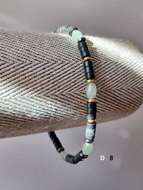 New men's 14 k gold filled with black onyx and green aventurine  stone bracelet